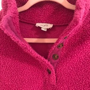 Loft Outlet Women’s Fuchsia Pullover Fleece with Button size M